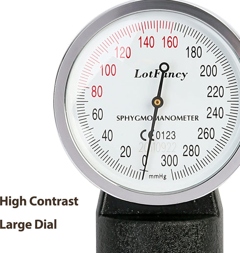 LotFancy Aneroid Sphygmomanometer, Blood Pressure Monitor, Adult Size Cuff (10"-16"), Black