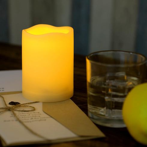Set 1 3x4 inch iZAN of Outdoor Flameless LED Candle with Timer - Waterproof Plastic Flickering Battery Operated LED