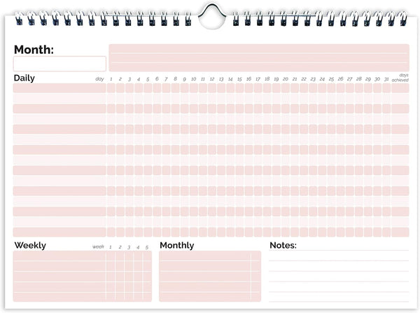 HADIGU Habit Tracker Calendar, Undated 12 Month with Spiral Bound and Hanger, A4 size (8.3"x11.7")
