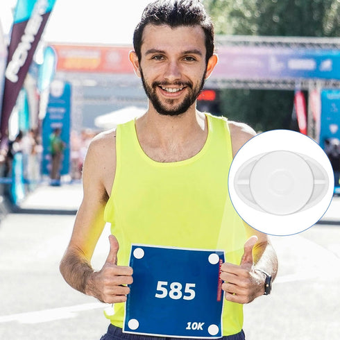 BOXOB 12pcs Race Bib Clips for Runners, Marathon Bib Clip Race Number Buckle Safety Lock Fasteners Pin-Free Race Bib