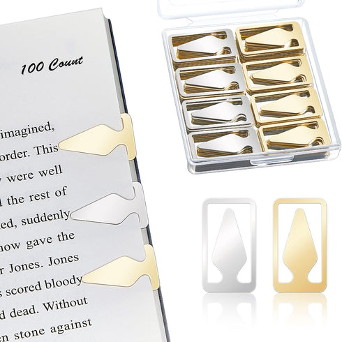 Book Line Markers 100 Count Tin Mixed Metals Bookmarkers, Arrow Bookmarks for Reading