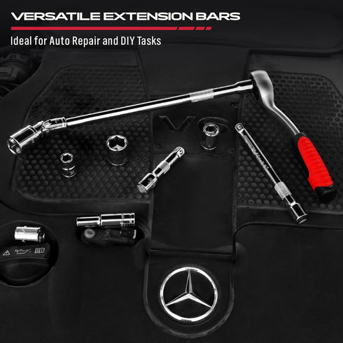 4-Piece 3/8" Set, Set 3, 6, 10 Inch 3/8 Inch Drive Socket Extension Bar Professional Socket Extension Include