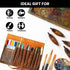 Jaald Genuine Leather Pencil Roll Brush Case - Vintage Pen Holder Organizer for Students, Artists, and Writers
