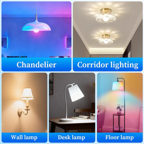 Bulbs, Dimmable Bulb, A19, 9W 800 (4 Pack) Meliya LED Smart Light Color Changing & Timing Smart WiFi and Bluetooth