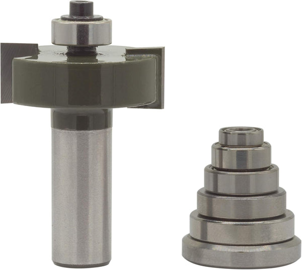1/2 Rabbet Router Bit Set for Woodworking, 1/2" Shank, 1/2" Cutting Height, 7 Bearing Set