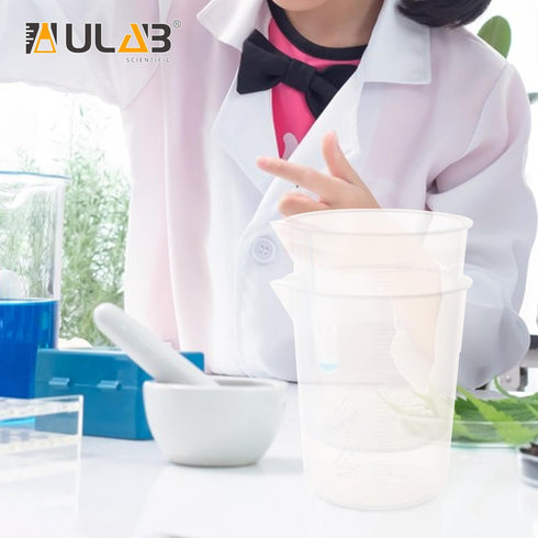 ULAB Scientific Plastic Beaker Set, 5 Sizes 50ml 100ml 250ml 500ml 1000ml, Stackable with Spout, UBP1007
