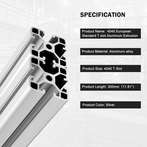 4Pack 4040 T Slot Aluminum Extrusion 300mm, 40x40 Anodized Linear Rail for 3D Printer Accessories, European Standard