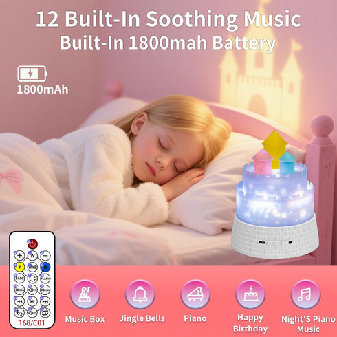 GDSZBYSM 12 Music+23 1800mah 360 Carousel Kids Projector Night Light, Films, Rechargeable Light Projector for Kid Room