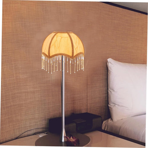 Gatuida Vintage Victorian Tassel Fabric Lampshade with Base Unique Scalloped Table and Floor Lamp Cover Classic Cloth