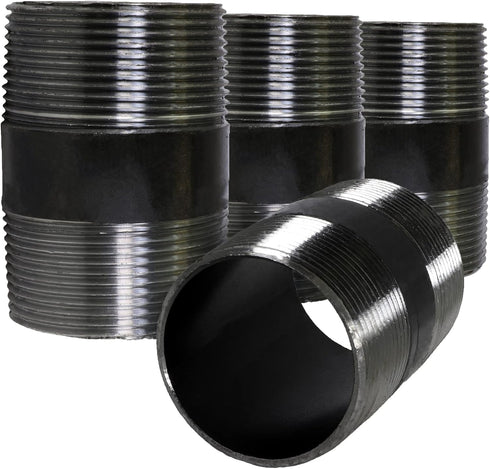 Everflow Supplies NPBL3425-4 Steel Nipple Pipe, Pack of 4, Black