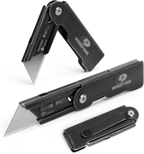 MOSSY OAK 2-Pack Folding Pocket Utility Knife Set, Quick Change Box Cutter with Frame Lock