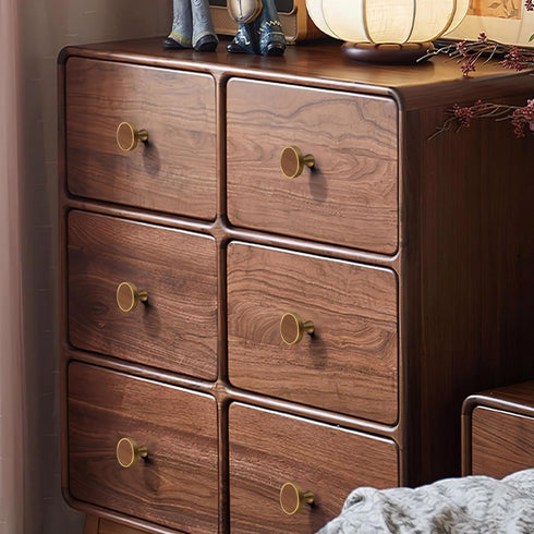 Set 4 of Elegant Golden Walnut Round Cabinet Knobs with Zinc Alloy Base