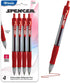 BAZIC Spencer Retractable Pen w/ Cushion Grip, Red (4/Pack)