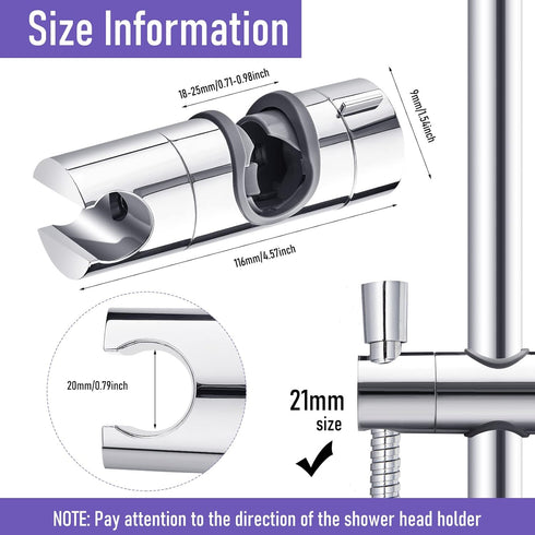 Tailpa Adjustable,18-25MM Replacement,360 Shower Head Holder for Slide Bar O.D. Hand Shower Bracket Holder for Slide