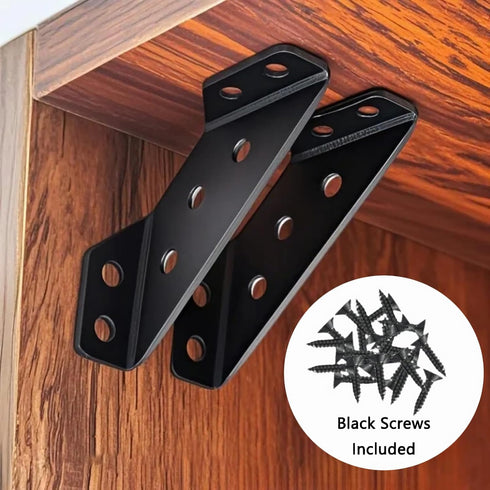 12pcs Corner Brackets with Screws, Wood Furniture Connectors Stabilizers, Stainless Steel Floating Shelf Hardware