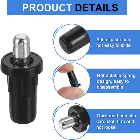 50pcs Black(1 0.46 0.31 Inch) uxcell Shutter Repair Pins, Spring Loaded Plantation Shutter Replacement Repair Pins