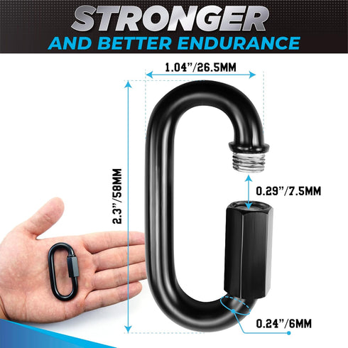 8PCS 2.3” Chain Quick Links, Heavy Duty Anti-Rust Carabiner for Chain Connecting, Key Chain, Pet Leash
