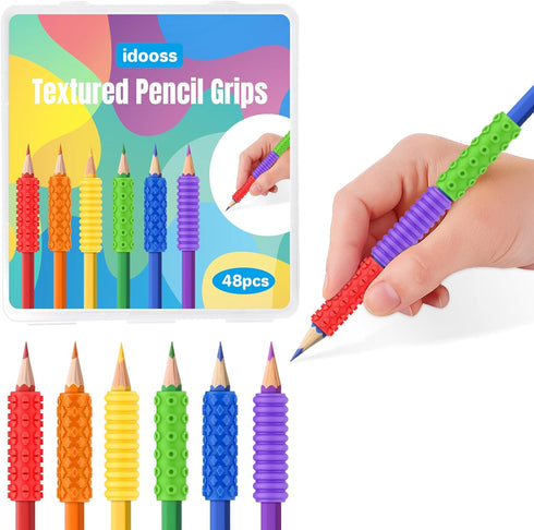 idooss Silicone Textured Pencil Grips, Sensory Fidget Toys for Autism Kids, Writing Aid