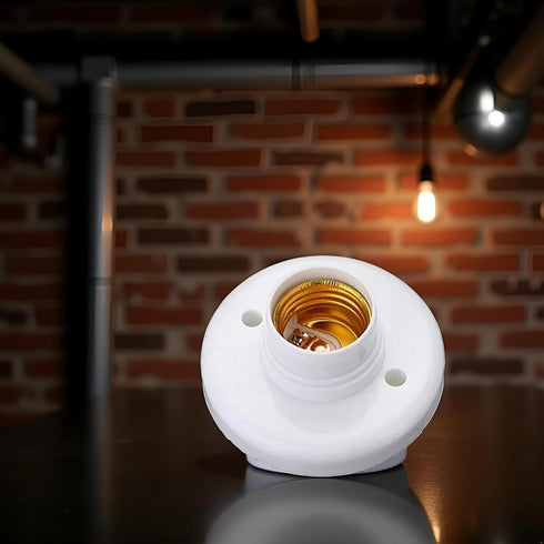 Dwuww E27 Bulb White Round Plastic Screw Light Lamp Socket HolderElectricalLight Sockets