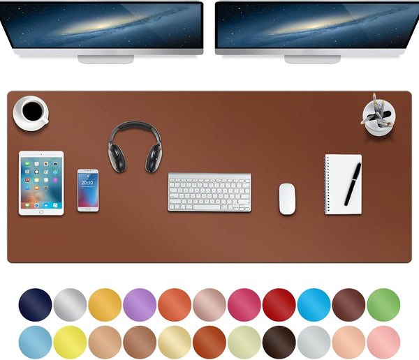 Boutilon XXXL-Brown Leather Desk Pad, 47"x 24" Large Waterproof Business Desk Mat for Keyboard and Mouse