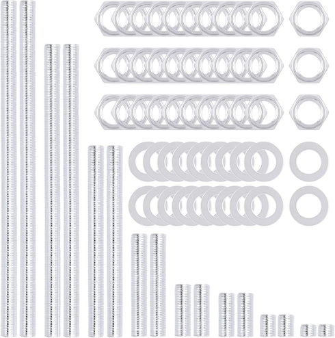 160 Pcs Zinc Coated Lamp Repair Hardware Assortment Set with Washers, Nuts, All Thread Lamp Rod Accessories