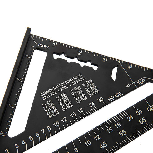 Beslands Aluminum 7-inch Rafter Square Carpenter Layout Tool Alloy Triangle Ruler Protractor Imperial