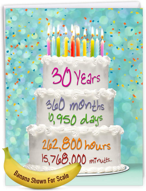 NobleWorks - Large 30th Birthday Card (8.5 x 11 Inch) - Funny Jumbo Group Congrats for 30 Year Milestone, Year Time