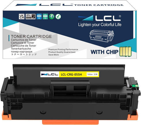 LCL Compatible Toner Cartridge for Canon 055 055H CRG-055 CRG-055H for MF740C MF741Cdw (1-Pack Yellow)