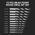 Metric Brad Point Wood Drill Bit Set, 12Pcs with Double Flutes for Carpenter Woodworking (3mm - 12mm)