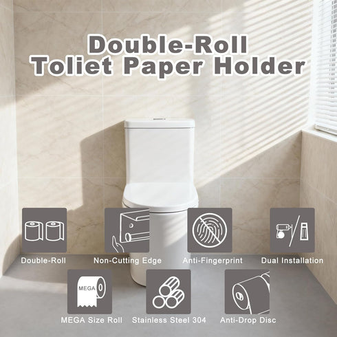 BryXvis Holder,304 No More Phone Drops, Family Friendly Rounded Corners,Toilet Paper Holder with Shelf,Double Roll Wall