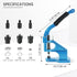 Hand Press Grommet Machine, Heavy Duty Eyelet Grommet Machine Punch Tool Kit with 3 Dies and 1500 Pcs Silver Grommets