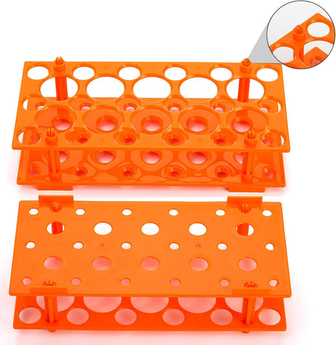 Lawei 6 Pack 28 Well Test Tube Rack: Detachable Plastic Stand for 10ml / 15ml / 50ml Tube, Blue and Orange