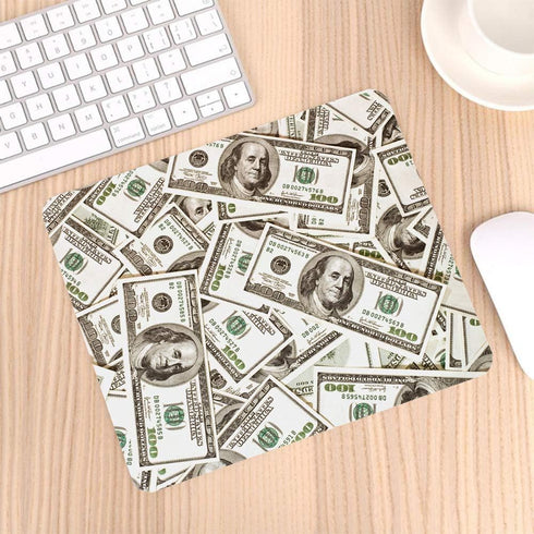 Funny US Dollar Currency Gaming Mouse Pad, Non-Slip Rubber for Computers, Personalized Rectangle 9.5 x 7.9 Inch
