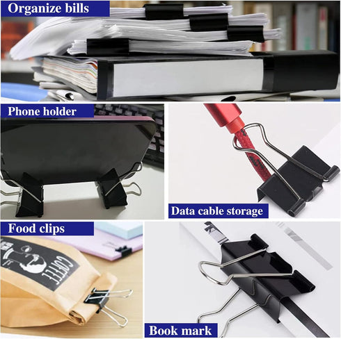 Large 2 Inch Binder Clips (72 Pack), Extra Large Paper Clamps for Office and Home Supplies, Black