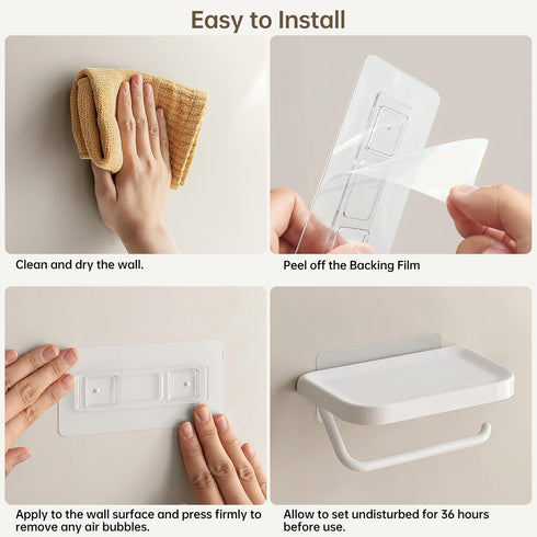 PAVSTINE Adhesive Toilet Paper Holder with Shelf, No Drill Wall Mount Toilet Roll Holder for Bathroom, Waterproof