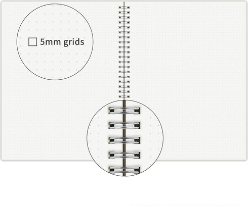 HULYTRAAT Large Dot Grid Spiral Notebook, 8.5" x 11", 128 Dotted Pages, Premium 100gsm Ivory White Paper, Sturdy Cover