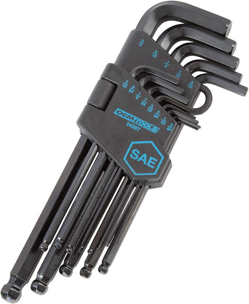 OEMTOOLS 24287 13-Piece SAE Hex Key Set, Long Arm Ball End Allen Wrench Set with Storage