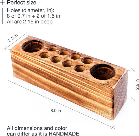 Solid Pine Wood Pen Holder for Desk – Stylish Wooden Pencil Holder and Fountain Pen Desk Organizer