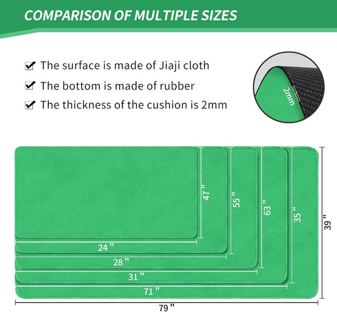 LERYG Mat(140 70cm*2mm) Large Poker Game Mat,Water and Stain Resistant Non-Slip Desk Mat,Mahjong and Card Playmat