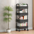 4 Tier Rolling Cart with Wheels, Black Kitchen Cart, Bathroom Carts with