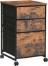 HOOBRO Vertical 3-Drawer Mobile File Cabinet, Rustic Brown Office Cabinet, Rolling Printer Stand, A4/Letter-Sized