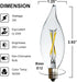 B10-C32 E12 Bulb 2W 5000K 12pcs Non-Dimmable LED Candelabra Daylight, Flicker-Free Clear Glass Vintage for Wax Warmer