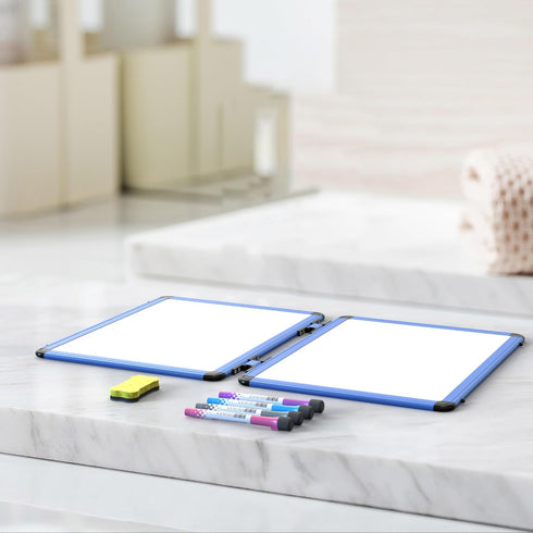 Dry Erase Board, 17x13 inch Magnetic Whiteboard, A3 Foldable Small with Lines, Perfect for Office, School, Home