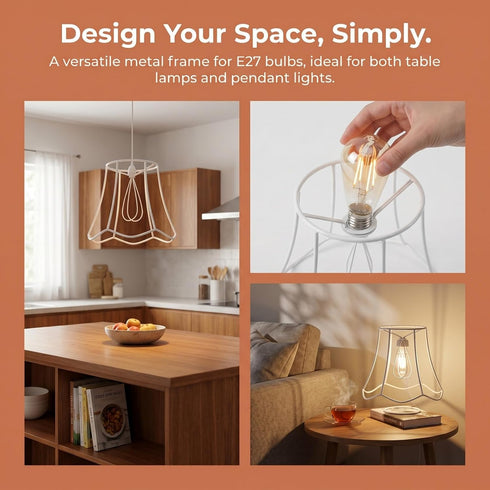 E27 Bulb Multi-Functional Lampshade Frame for Diy Wire Lamp Shade Stand Compatible with Table Lamps and Pendant Lights