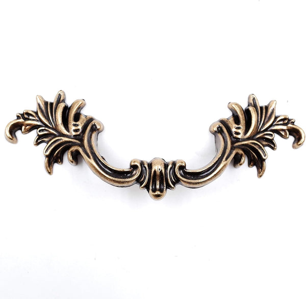 JETLAND French Provincial Drawer Pulls - 4-Pack, Antique Brass, 4" Hole Centers, Vintage