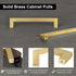 QOGRISUN 2-Pack Solid Brass Cabinet Pulls, Gold Square Drawer Handles, 3-inch Hole Center Kitchen Hardware for Dresser, Cupboard, Brushed Brass Finish by QOGRISUN