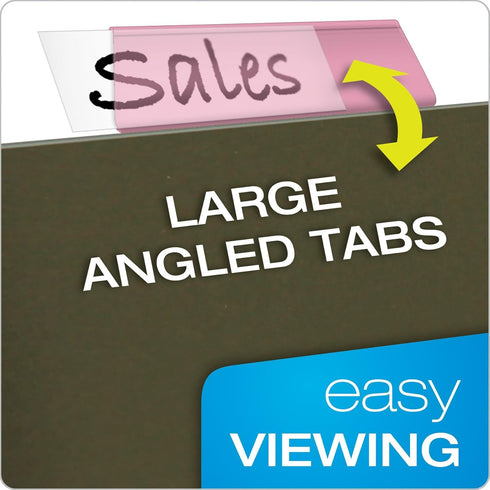 Pendaflex Hanging Folder Tabs - 2" Clear Pink - 25 Tabs and Inserts per Pack