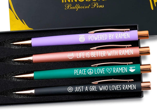 InnoBeta Ramen Gifts, Powered by Ramen, Japanese Gifts, Ballpoint Pen Set of