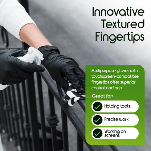6 Inspire Black Nitrile Gloves HEAVY DUTY Mil Nitrile Chemical Resistant Medical Cooking Cleaning Disposable Black