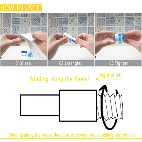 SOLUSTRE 80 Pcs White PTFE Tape, Hose Tape Sealant, Gas Line Tape, Floor Sealing Strip for Plumbing